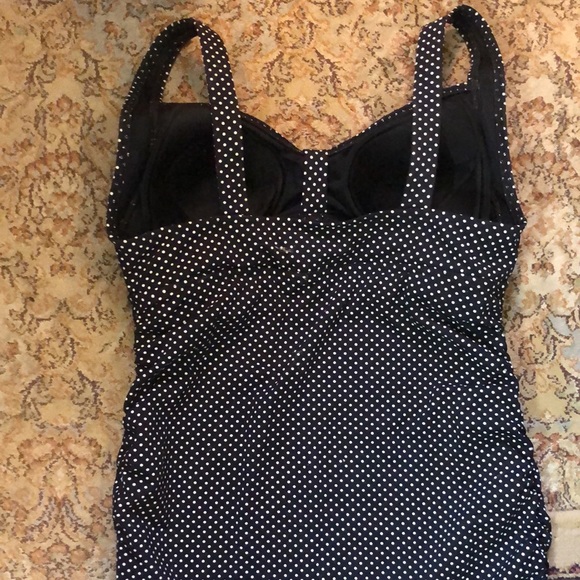LANDS END size 12 D PolkaDot PolkaDot Tankini Bathing Swimsuit Top Retro BraCup - Picture 8 of 13